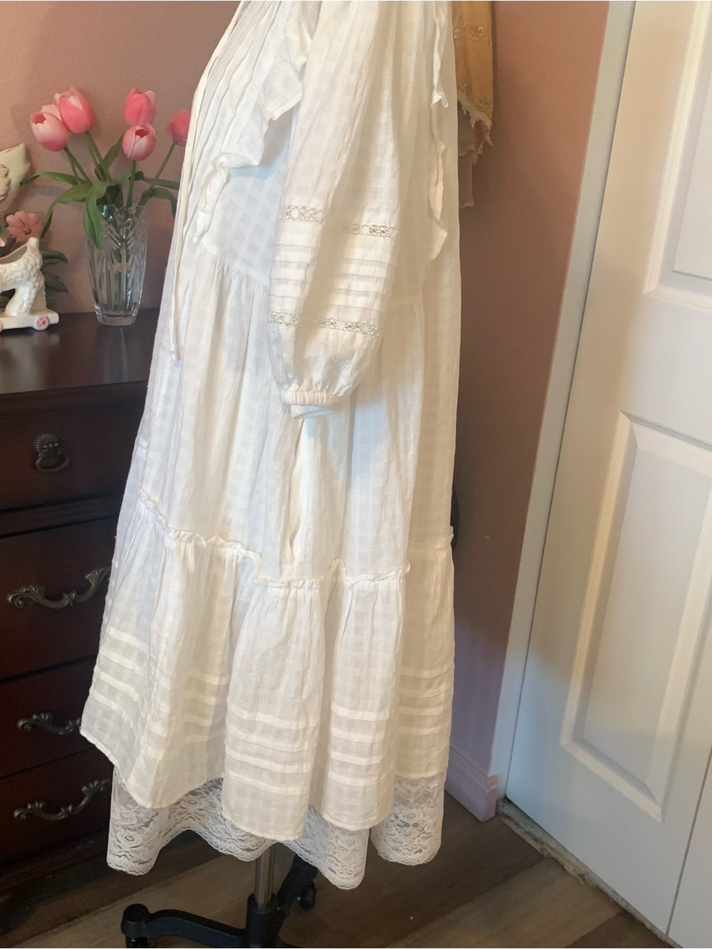 AMERICAN EAGLE OUTFITTERS White Ruffled Boho Tiered Dress - Picture 7 of 11